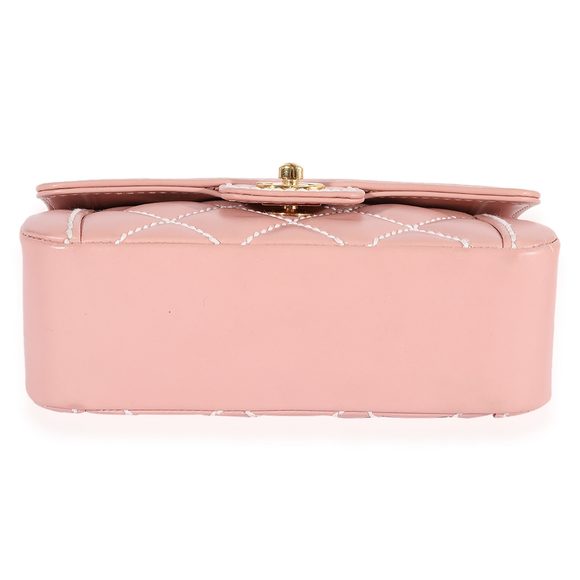 Chanel Pink Calfskin Wild Stitch Mini Top Handle Bag - Picture 5 of 7